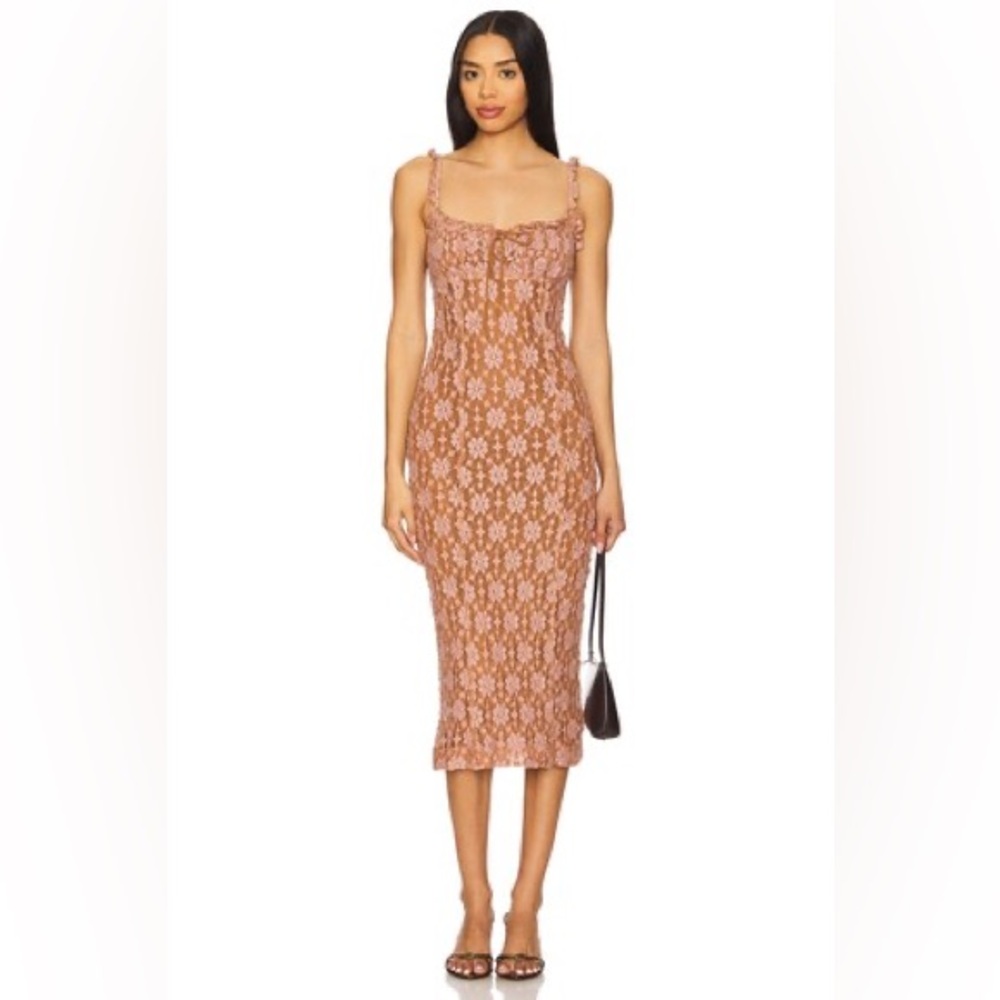 Free People Brown and Pink Floral Midi Dress - Picture 8 of 17